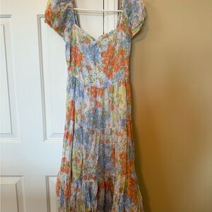 Billabong Floral Maxi Dress with Puff Sleeves